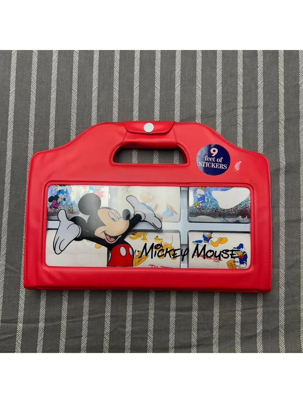 Disney Mickey Mouse sticker set housed in a red carrying case